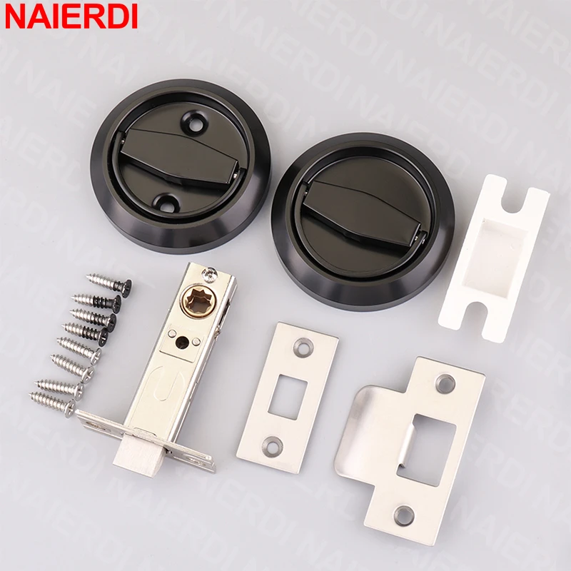 Round Recessed Door Lock Stainless Steel Hidden Cup Door Handle Sliding Lock Privacy Pocket Lockers door lock