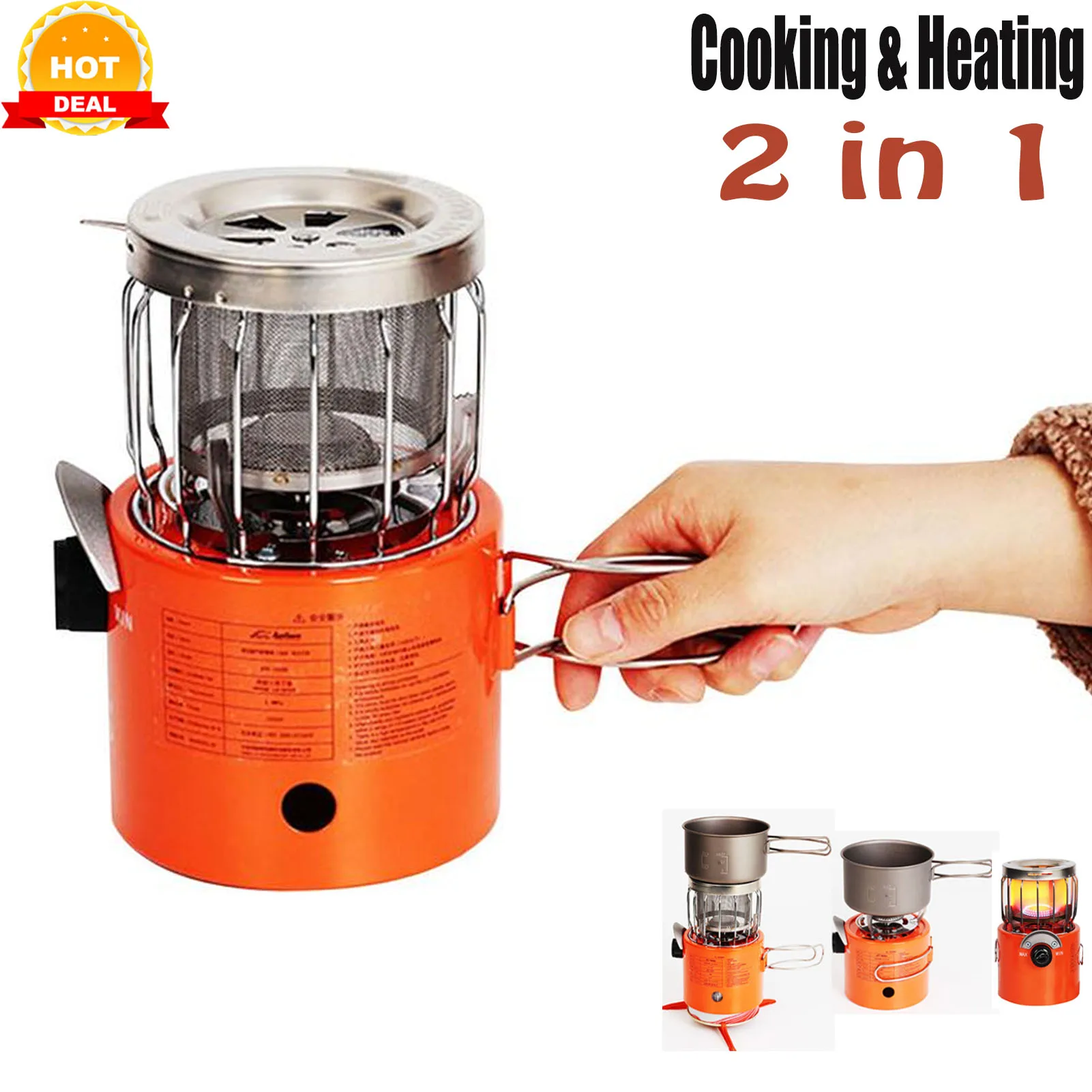 2In1CampingGasHeaterOutdoorStoveBurnersIgnitionHeatingGas