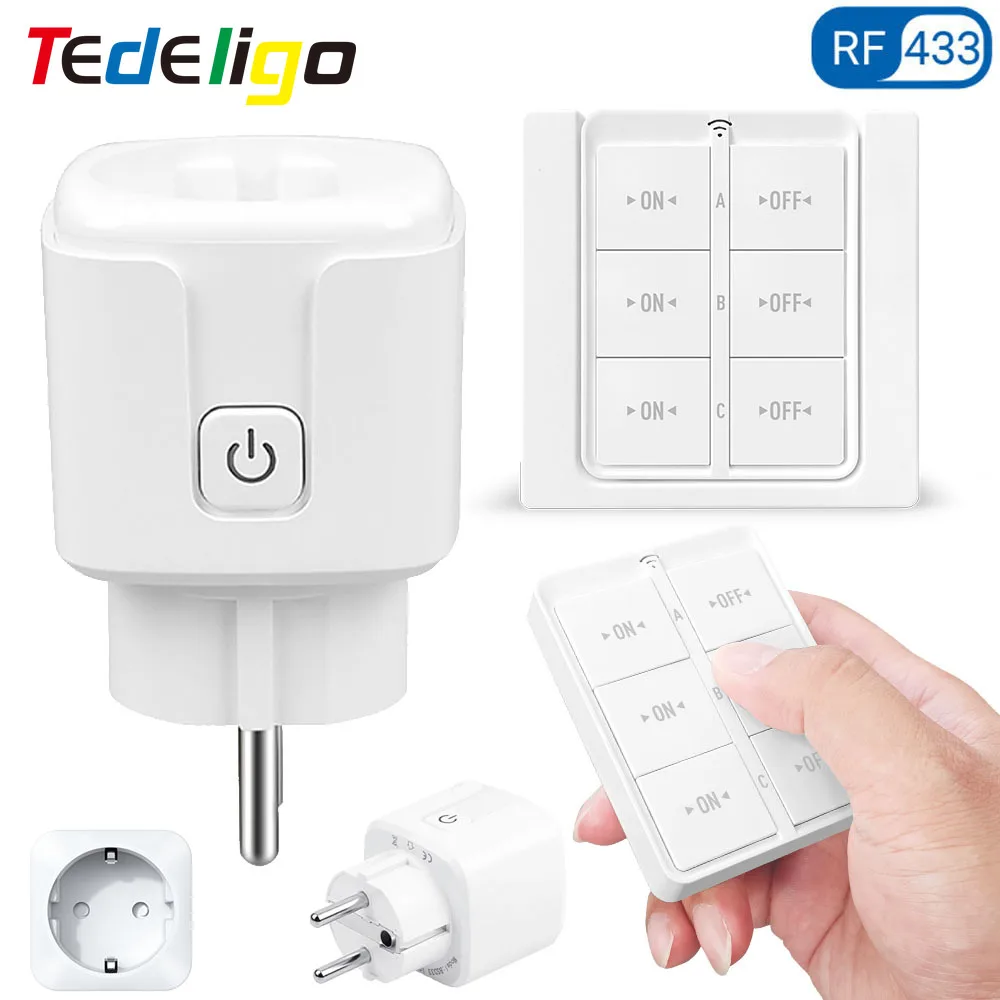 Interruptor do Soquete do Plugue do Controle Remoto sem Fio Interruptor Magnético da Parede Luz Home fã Lâmpada Diodo Emissor de Luz 3000w 16a ue fr 220v 240v