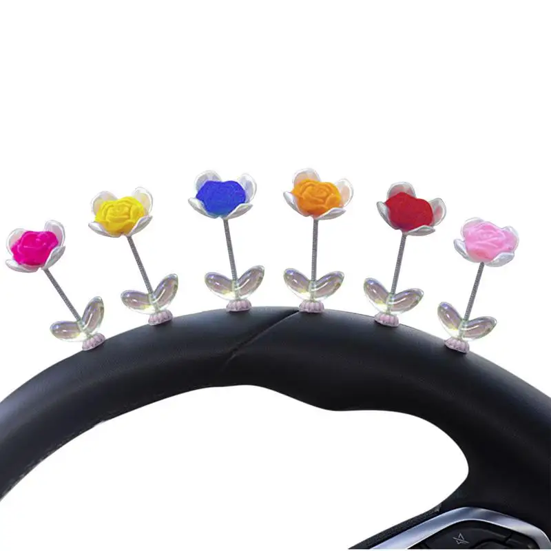 

Car Ornament Roses Dancing Shaking Head Cartoon Automobile Auto Dashboard Decoration Cute Car Accessories