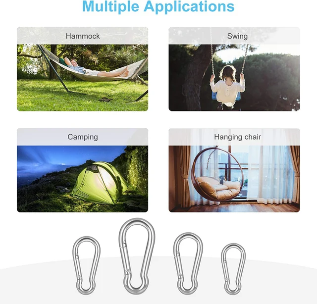 25pcs 10pcs 5pcs 304 Stainless Steel M4 M5 M6 Multifunctional  Spring Snap Carabiner Quick Link Lock Ring Hook 5