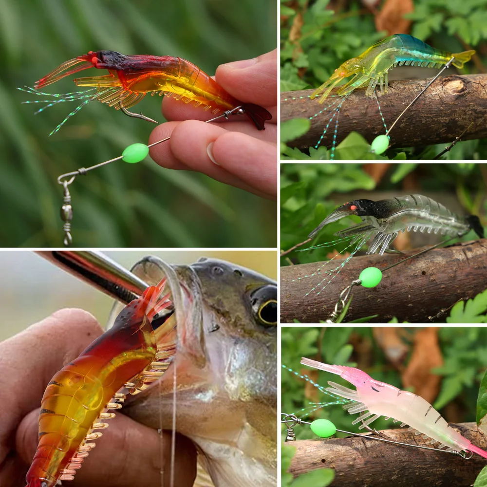 14pcs Glow In The Dark Shrimp Fishing Lures - Soft Baits With Hooks For Freshwater & Saltwater - View #3