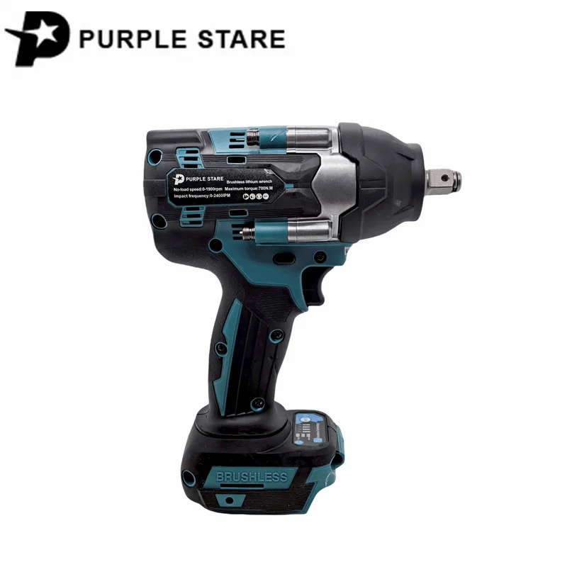 

purple Brushless Cordless Impact Wrench Torque 1/2 High Power Car Auto Repairelectric drill Compatible with 18V Makita Battery