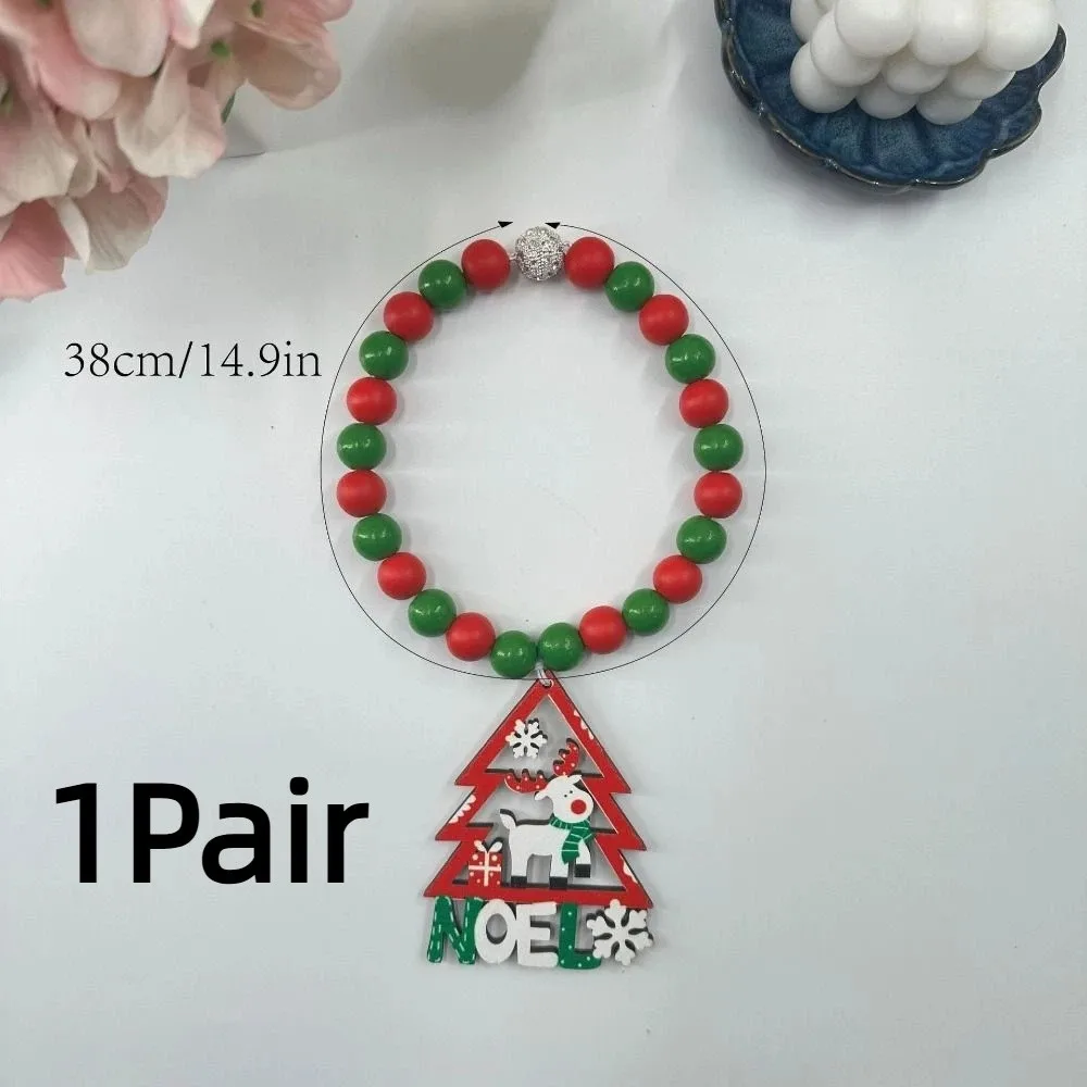 Boho Style Christmas Curtain Ties Reusable Beaded Curtain Tiebacks Cartoon Colorful Wooden Bead Curtain Holdbacks