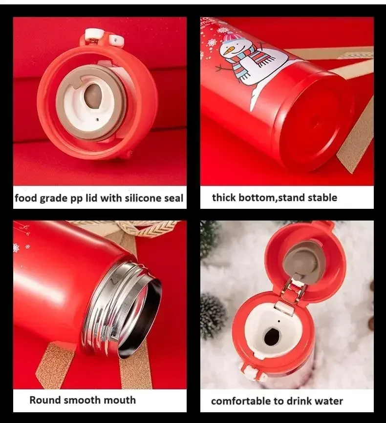 Stainless Steel Christmas Thermos Cup with Lid