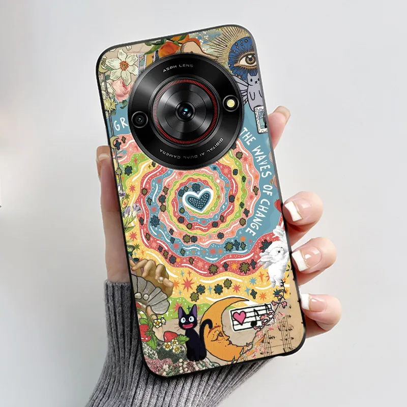 Aesthetic Cute Cat Fashion Shockproof Black Matte Soft TPU Phone Case