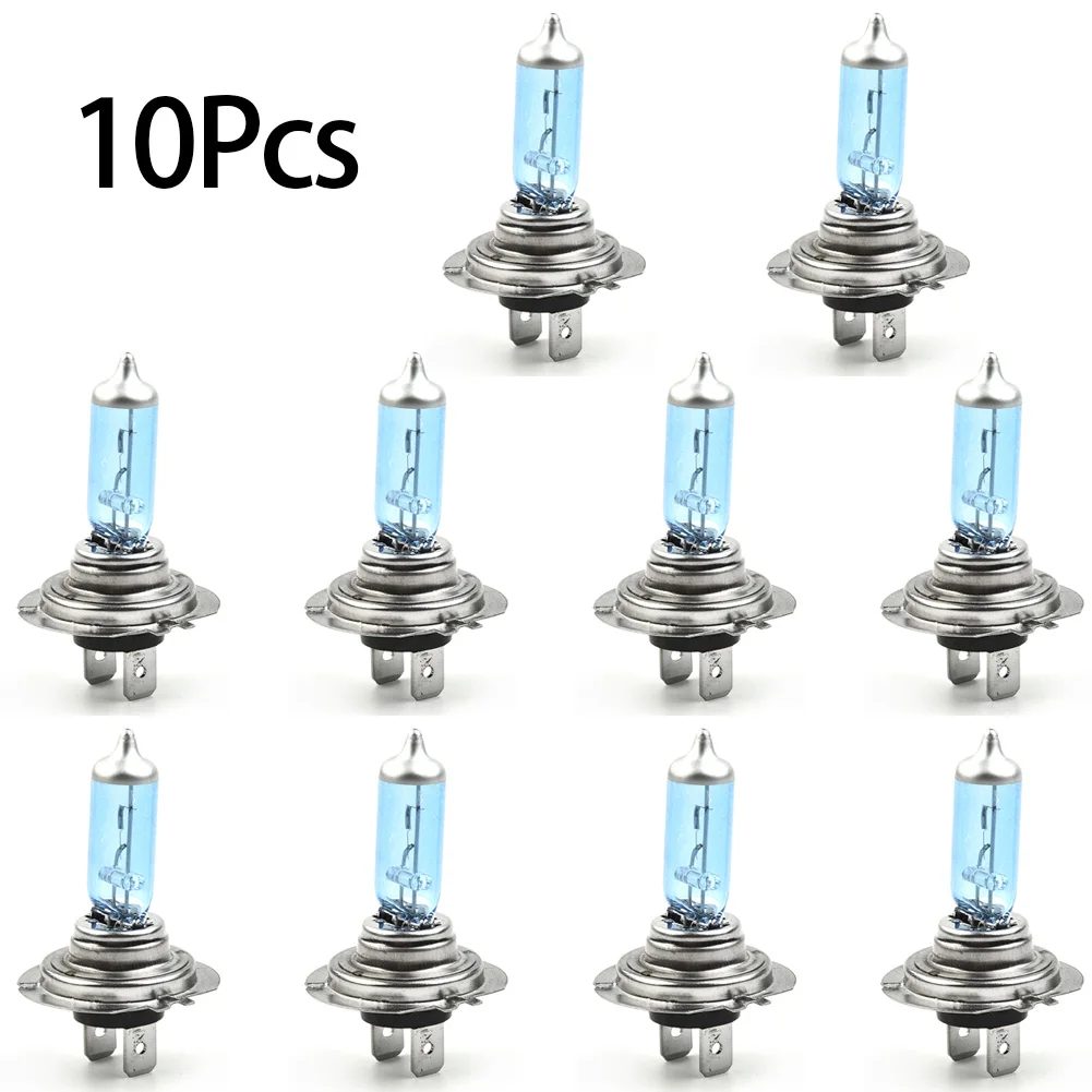 10 PCS Car Light Bulb H7 Headlight 55W UltraWhite Light Blue Bubbles