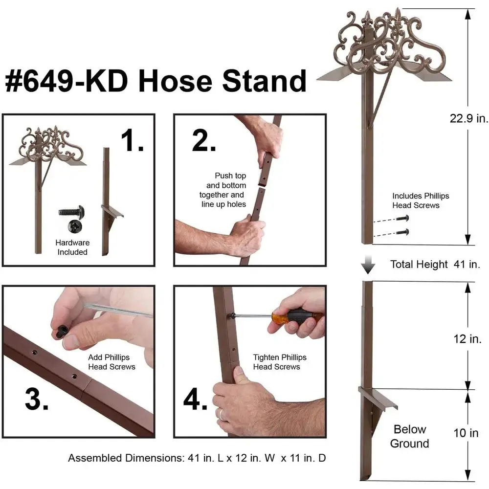 Steel Decorative Garden Hose Stand – Mediterranean Design, Heavy Gauge, Powder Coate 6