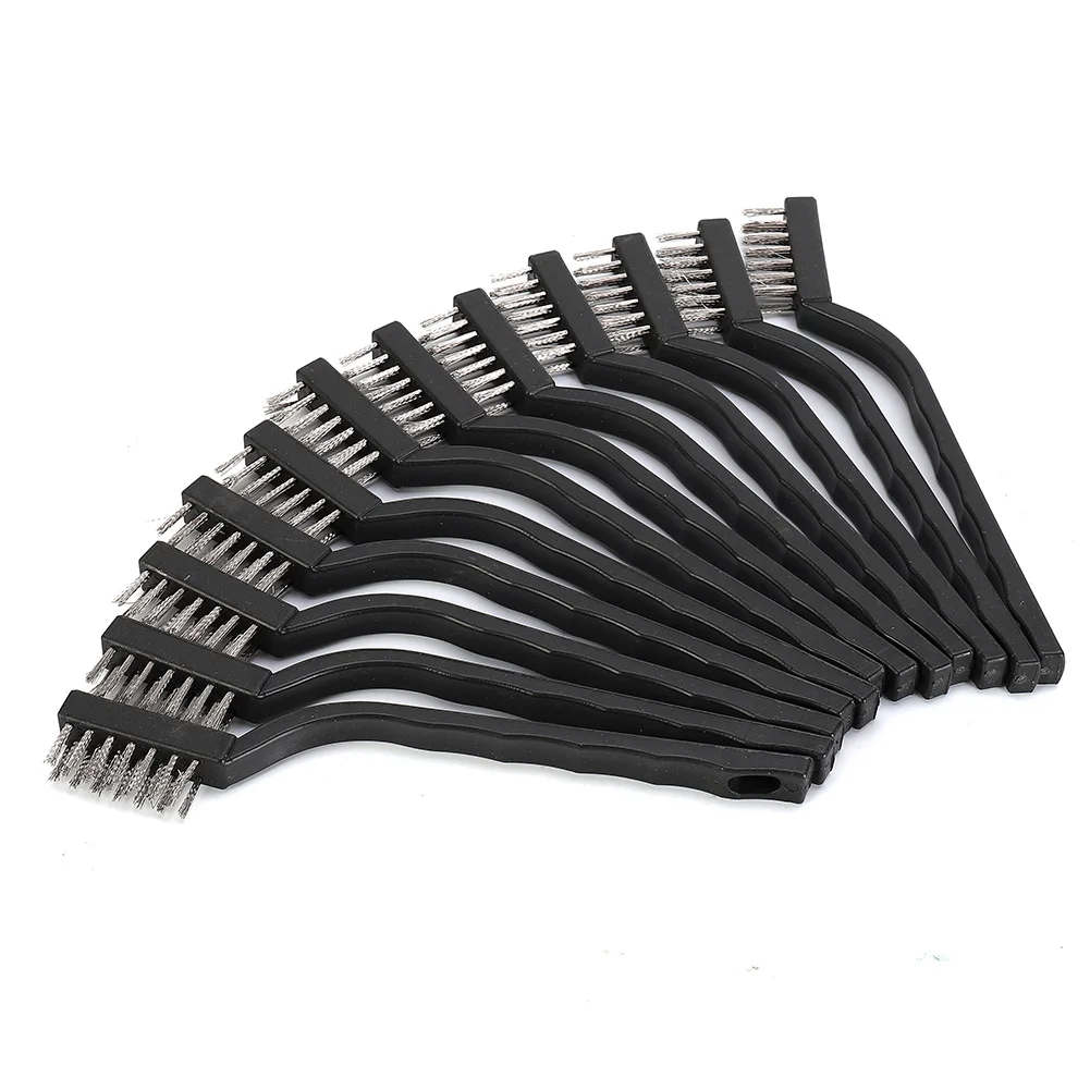 12Pcs 170*11mm Clening Wire Brushes Mini Stainless Steel DIY Paint Rust Remover Removal Wire Brush Workshop Equipment Hand Tools