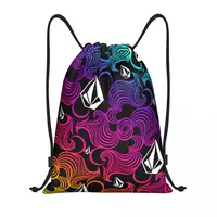 Custom Volcoms Skate Diamond Stone Pattern Drawstring Backpack Bags Men Women Lightweight Gym Sports Sackpack Sacks for Shopping 1