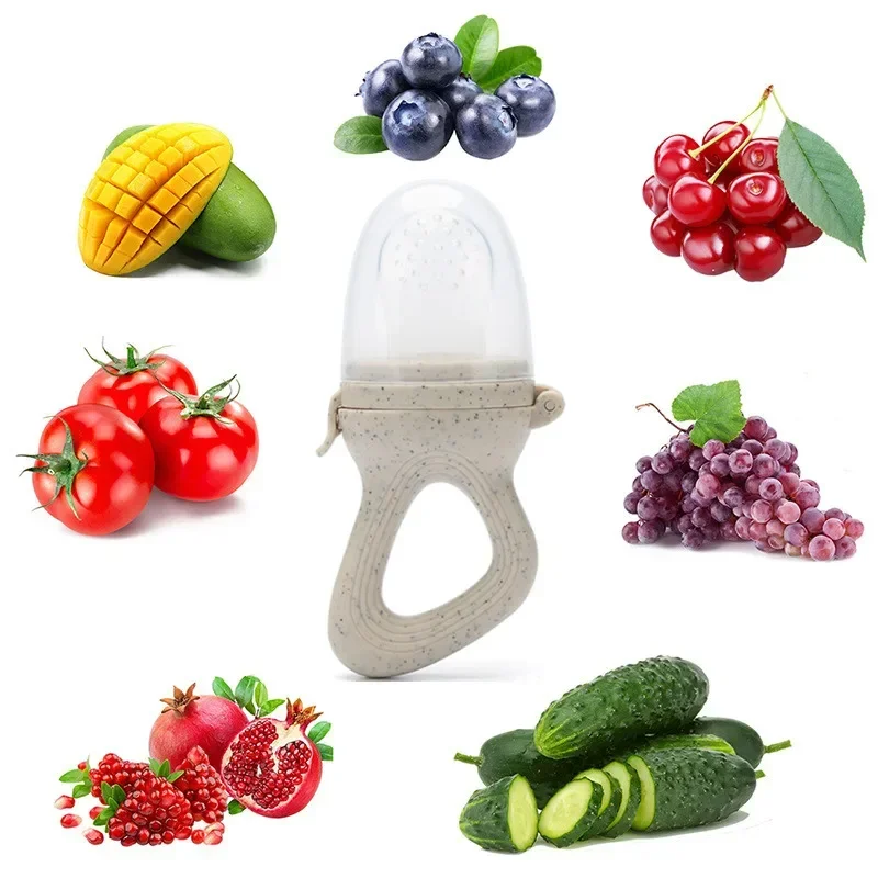 Baby Fruit Feeder Silicone Baby Fruit Feeder with Dust Cover Baby Nipple Fresh Food Vegetable Supplement Soother Nibbler Feeding Teething Pacifier