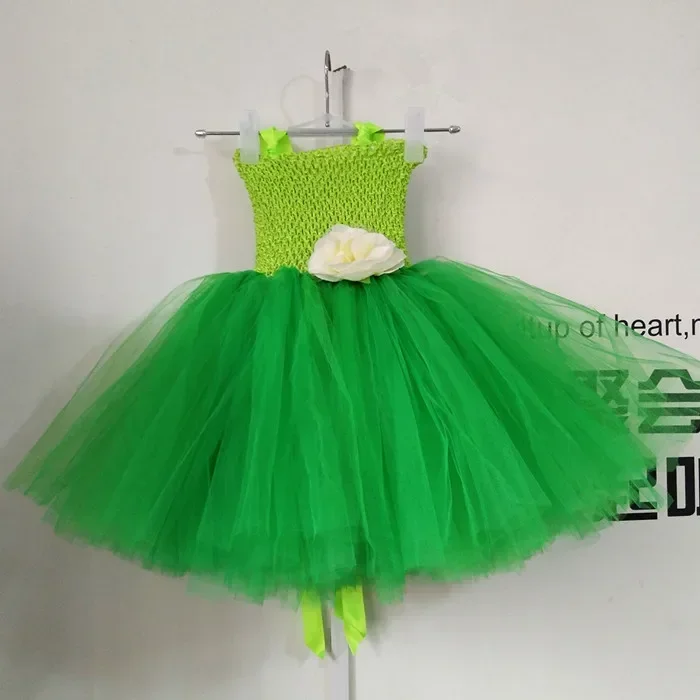 thumbnail image 1 of juego de tutú de hada de jardín mágico, vestido de princesa de tul para fiesta de cumpleaños de niña, disfraz de Cosplay de Halloween verde para niños con alas, 1 of 5
