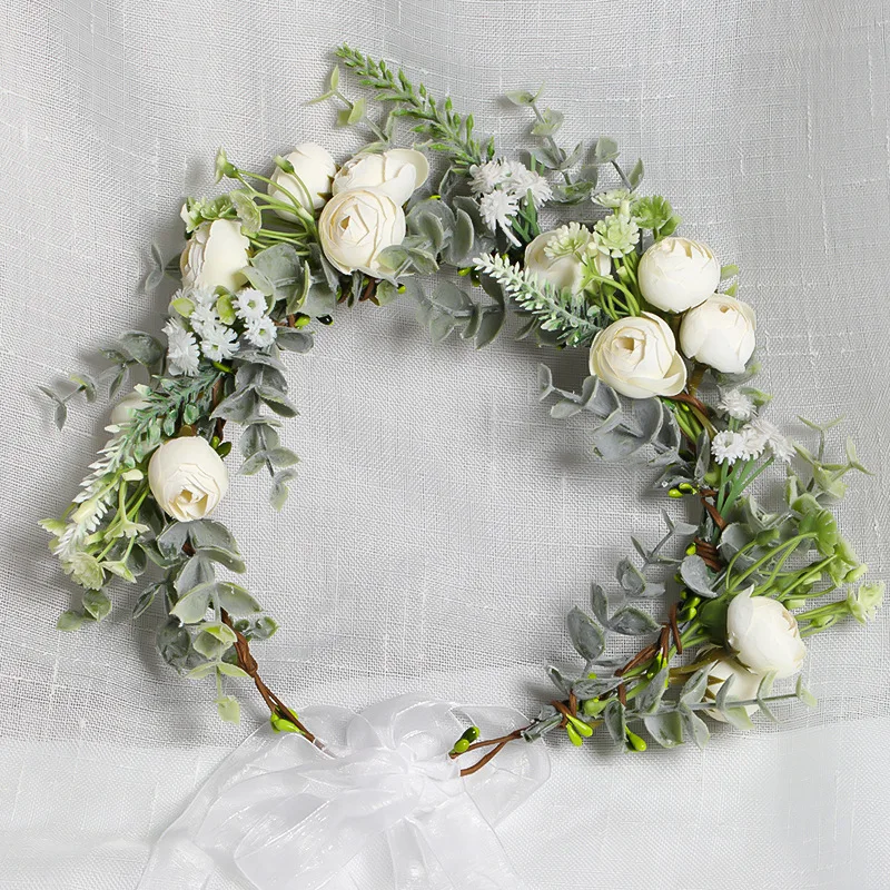 Fashion Women Lady Girls Wedding White Flower Wreath Tiara Headband Floral Garlands Hairband Hair Accessories Bride Hair Jewelry - 3