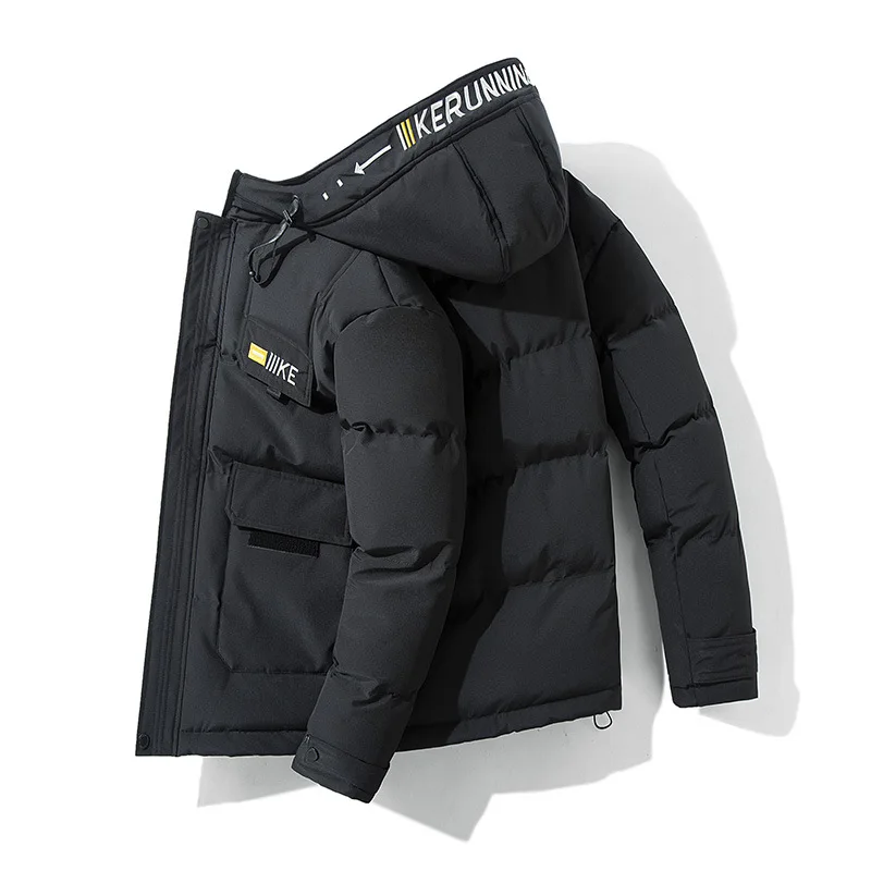 

Korean Style Fashion Loose Hooded Cotton Padded Jacket Men's Winter Thicken Warm Tooling Padded Coats Solid Color Puffer Jackets