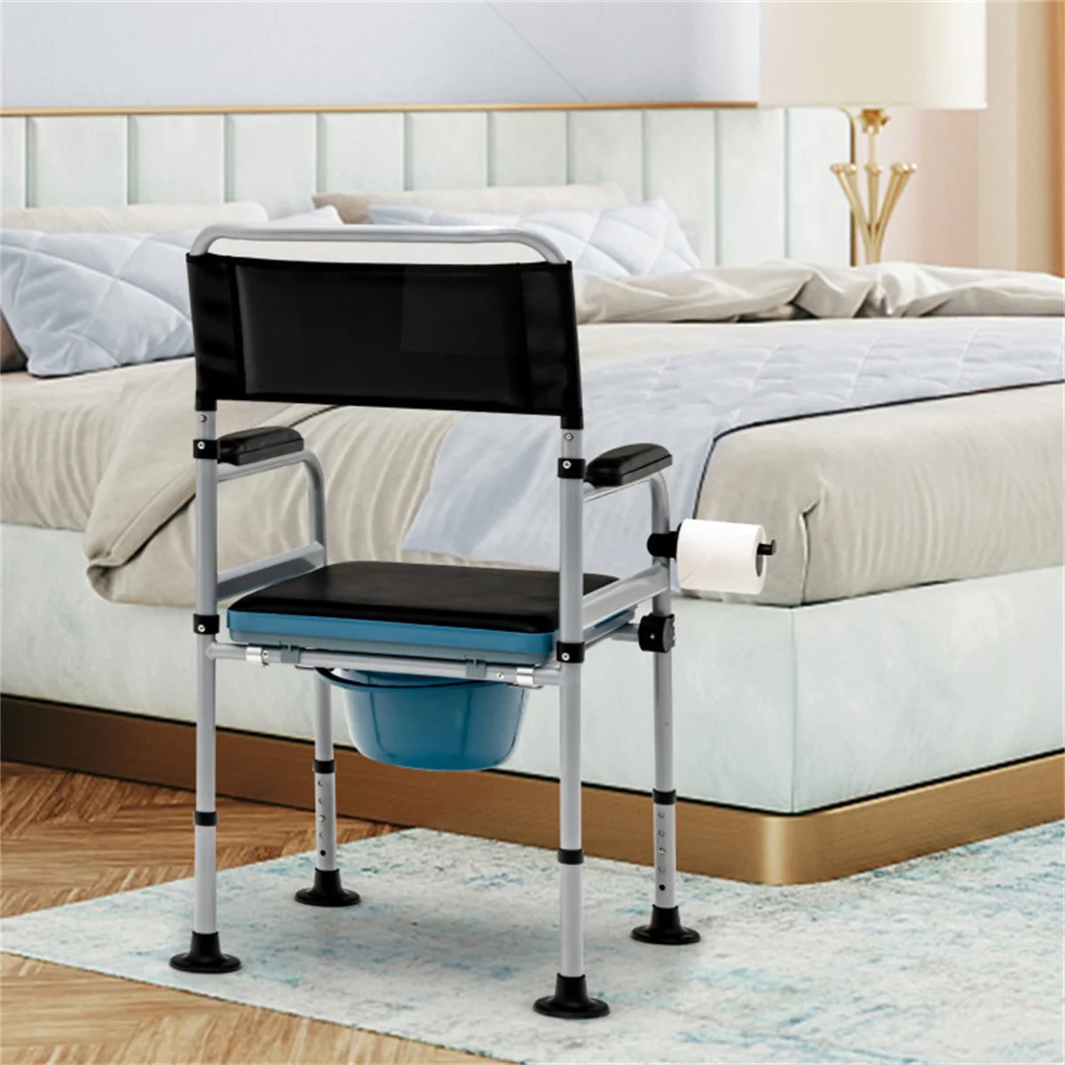 Raised Toilet Seat with Handles, Elevated Toilet Seat Stand Safety Frame, Adjustable Assist Shower Chair for Seniors