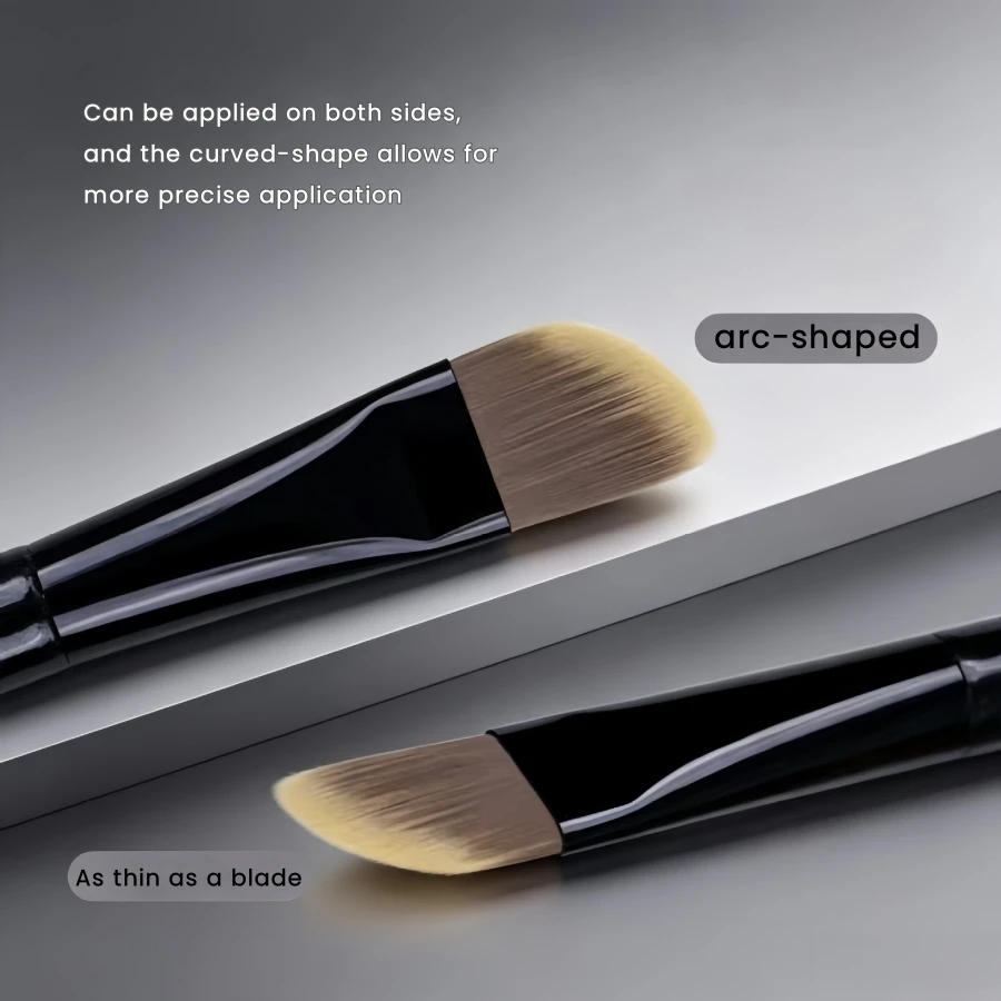 Enhanced Black Curved Foundation Makeup Brush for Flawless Blending and Application