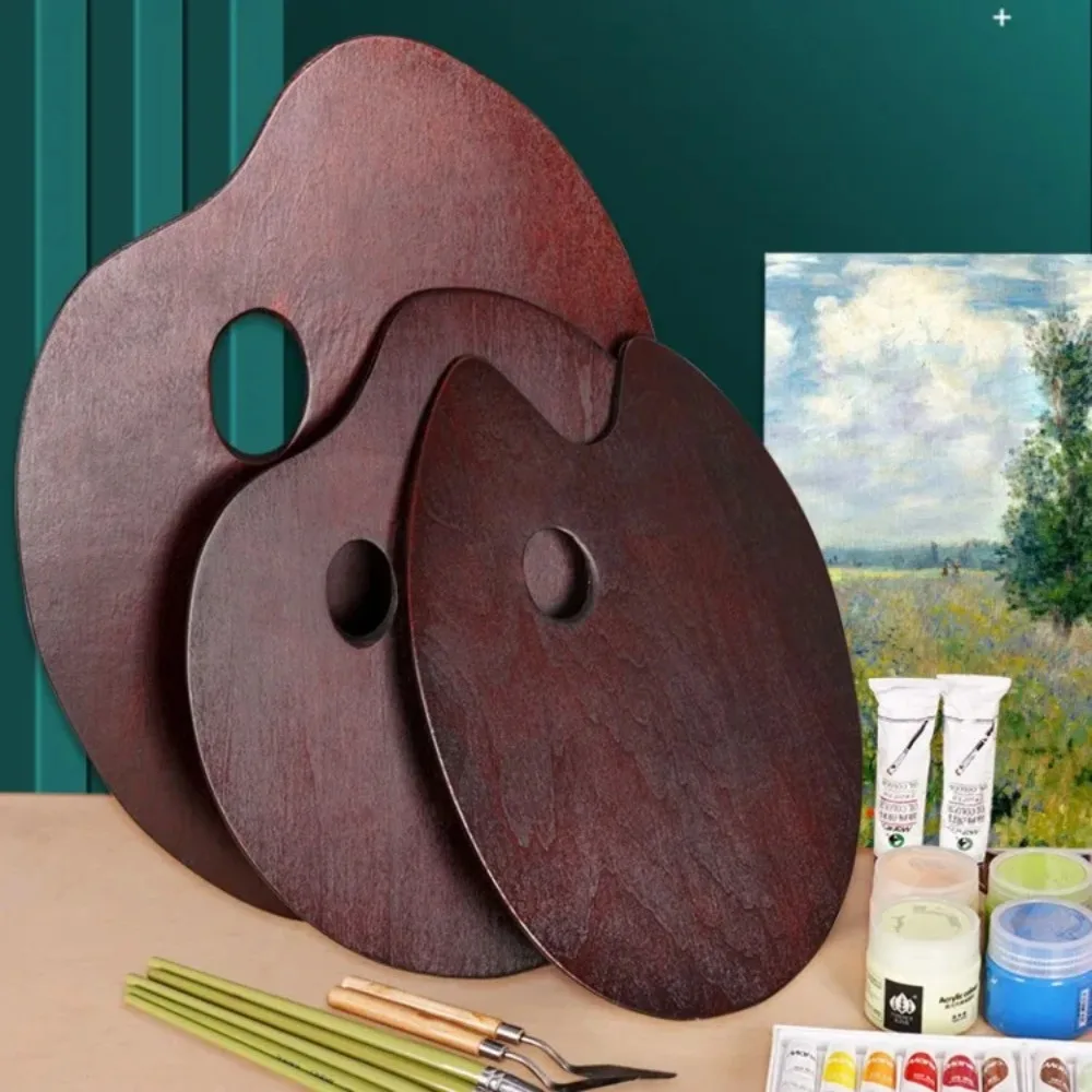 Paint Tray Oval/Square Wood Vintage Acrylic Color Mixing with Thumb Hole