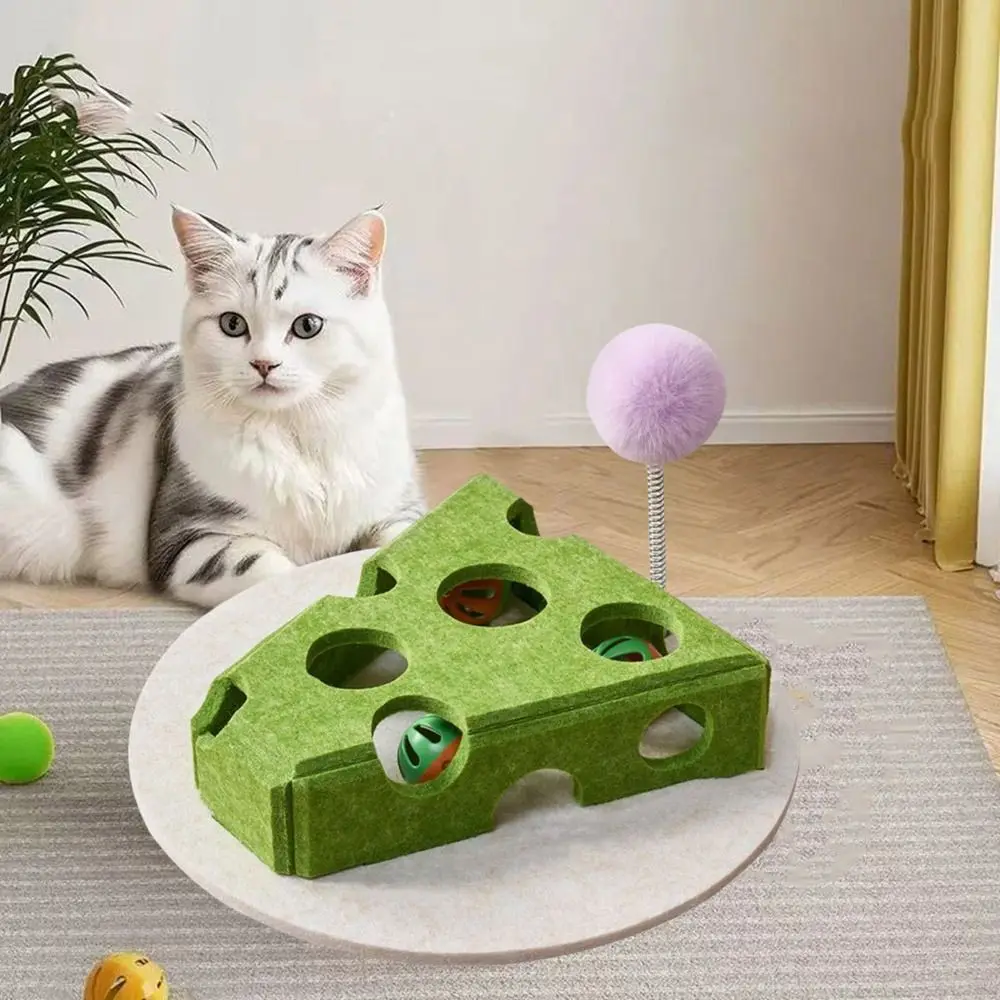 Felt Cat Puzzle Toy Interactive Scratch Resistant Cat Claw Grinding Toys with Ball Hollow Teasing Cat Box - PeticaDeals