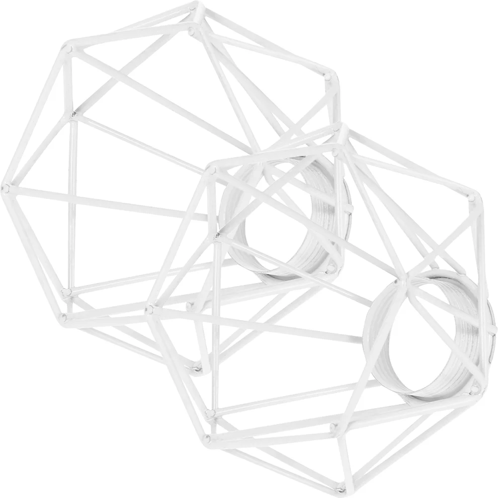 

2 Pcs Metal Retro Chandelier Lampshade for Hanging Diamond Decor Cage Shades Restaurant Iron