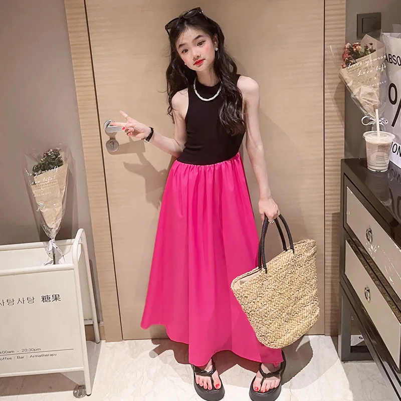 

Новое летнее платье для девочек, детское длинное платье без рукавов неправильной формы, Женская Повседневная стильная одежда