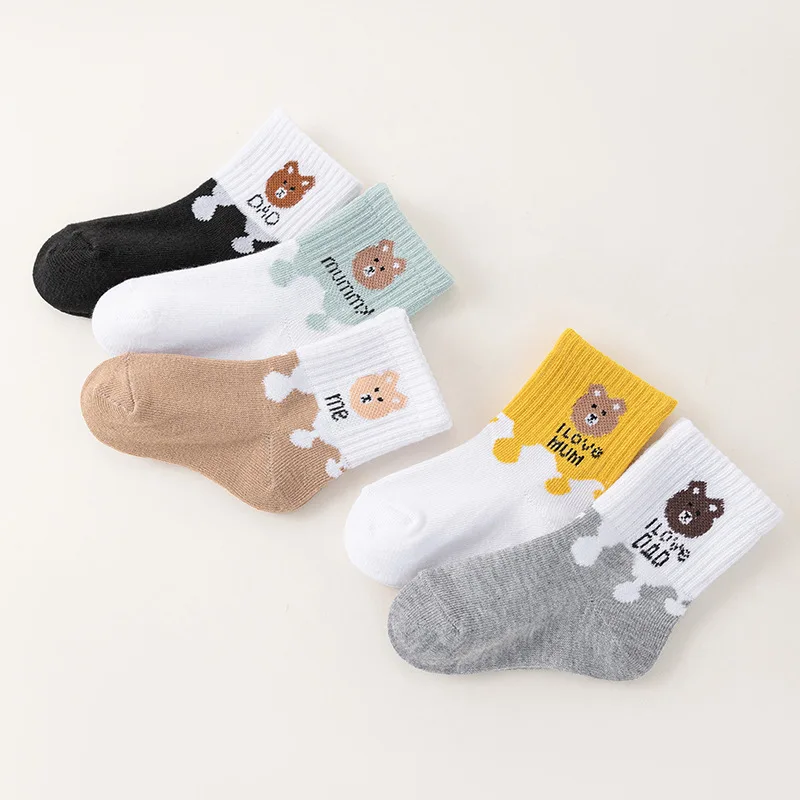 5Pairs/set Baby Socks Low Cut Stretch Ankle Sock Cute Bear Infant Socks for Newborn Toddler Boys Girls Baby Sock 1-5Y