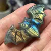 Natural Labradorite Bat Carving Quartz Crystal Hand Carved Figurine  Reiki healing  Natural Gemstone Home Decor Collection Gift 1