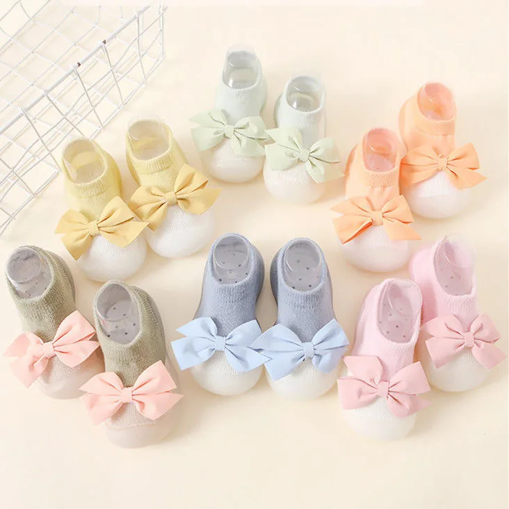 Baby Floor Shoes Non-slip Rubber Soft Sole Breathable Spring and Autumn Cartoon Cute Bow Indoor and Outdoor Walking Shoes 1