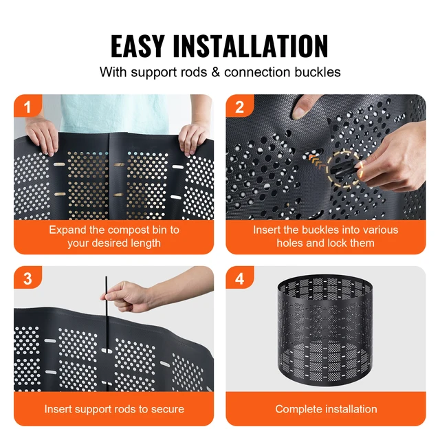 SucceBuy Compost Bin 220Gal Outdoor Expandable Compost Easy to Setup & Large Capacity Composting Bin Fast Creation Fertile Soil