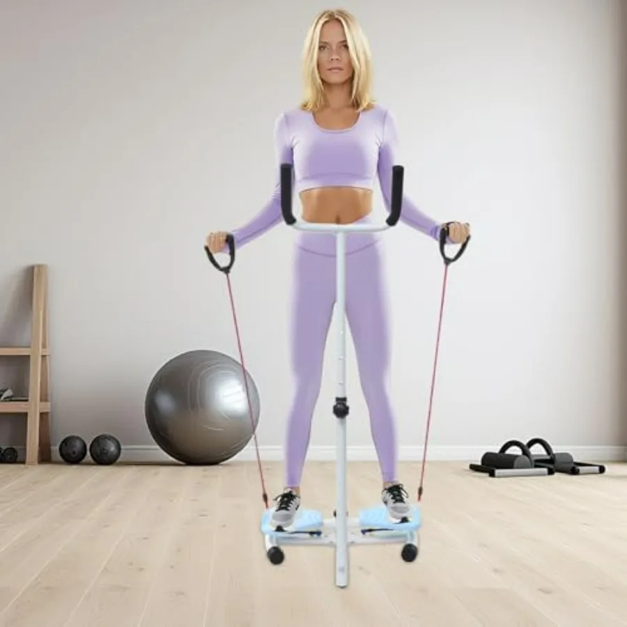 Adjustable Height Waist Twister Machine Exercise 36.6 to 44.88 in, Ab Twist Board with handrails, 330 lbs Weight Capacity, Abs W