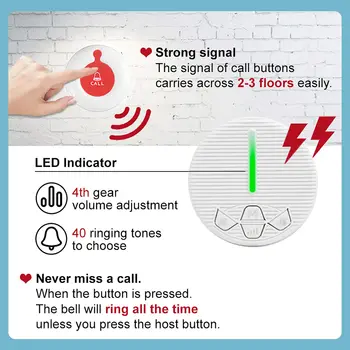 Wireless SOS Call Button Life Alert System Caregiver Pager for Elderly Seniors Home Safety 1 Receiver 1 Necklace 1 Wrist Button 3
