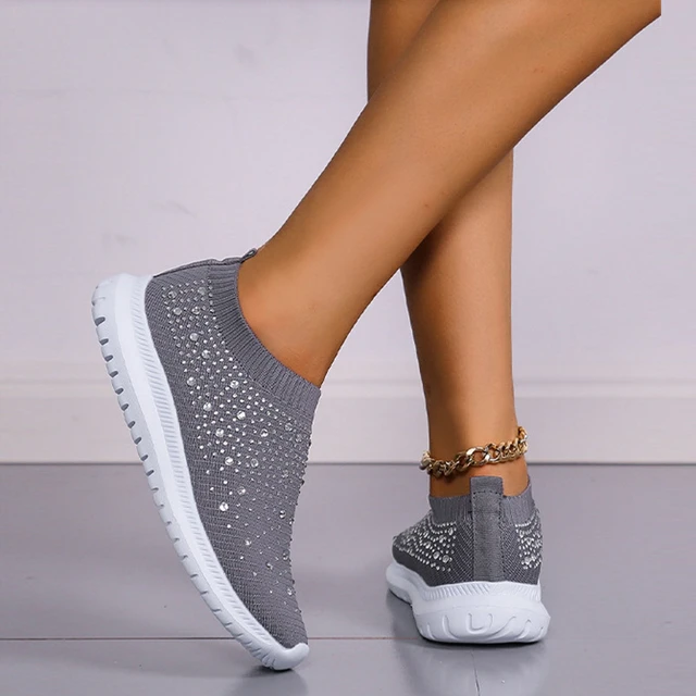 Women Men Fashion Sparkle Sneakers Summer Slip-on Socks Shoes Women's Soft  Flat Women's Lightweight Breathable Woman Shoes - AliExpress