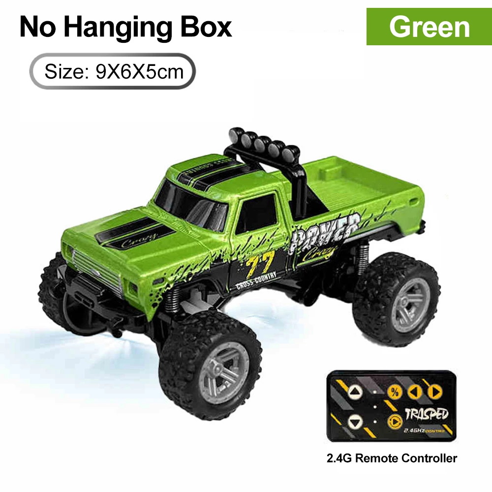 9IMOD 1/64 미니 RC 트럭 2.4G 오프로드 몬스터 트럭 고정 속도 크루즈 미니 합금 모델 교수형 상자가있는 RC 자동차 등반  - AliExpress