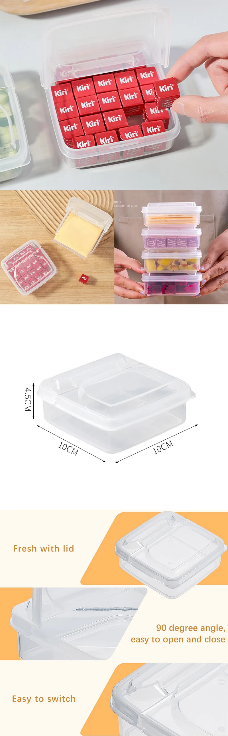 Description Picture 2 of itemCheese sorting box Refrigerator sealed crisper Clamshell Butter block storage box Scallion ginger garlic seasoning storage box