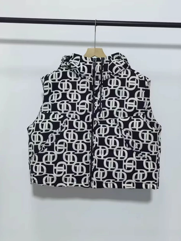Autumn Winter Hooded Letters Printed Down Vest Women White Duck Down Sleeveless Casual Vests Female Warm Zipper Loose Waistcoats 13 S692038bbd68a448e92b56529eeca361dL