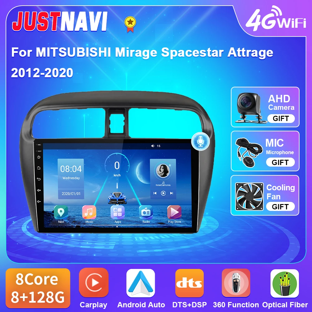 

JUSTNAVI Car Radio For MITSUBISHI Mirage Spacestar Attrage 2012-2020 Android 10 Navigation GPS Carplay 4G WIFI DSP No DVD Player