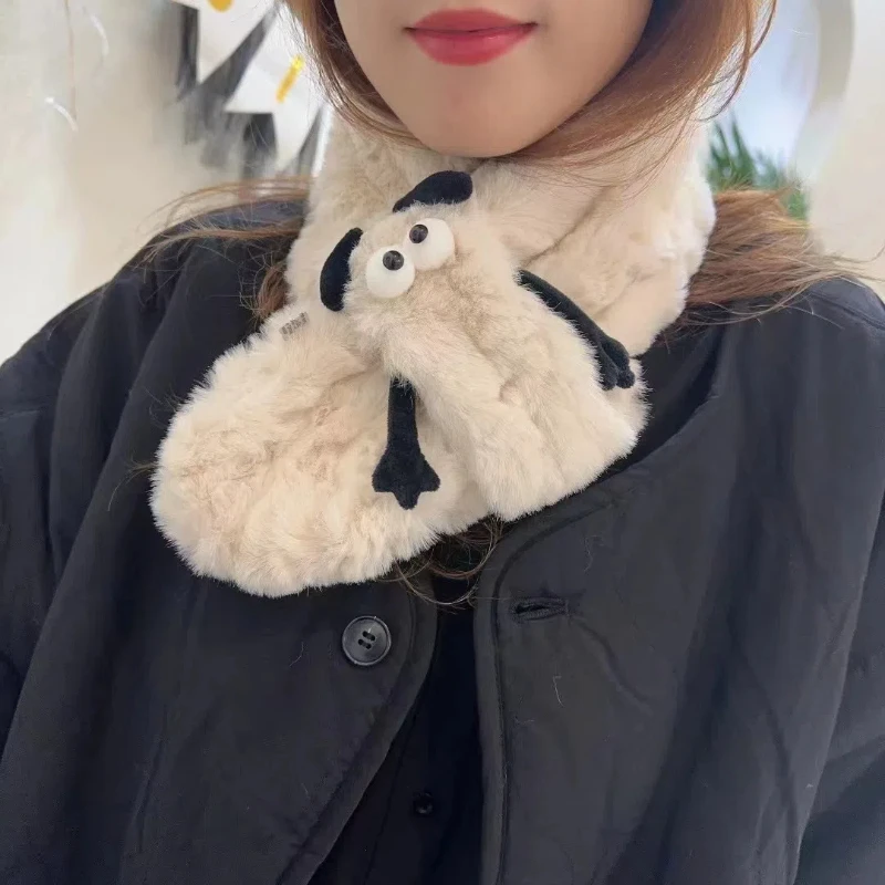 Autumn Winter Scarf New Imitation Rabbit Hair Children's Scarf Baby Boys Girls Plush Little Bear Neck Warm Scarves Pure Color