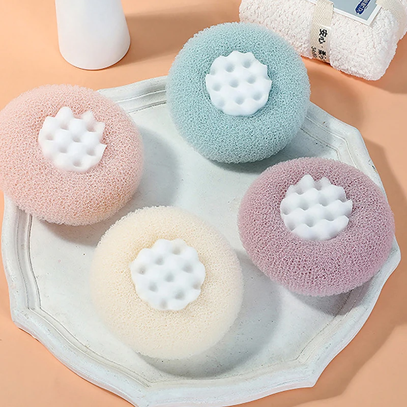 1pc Round Sunflower Shower Ball Super Soft Massage Bath Ball With Suction Cup Brush Bath Towel Mud Sponge Bathroom Accessories