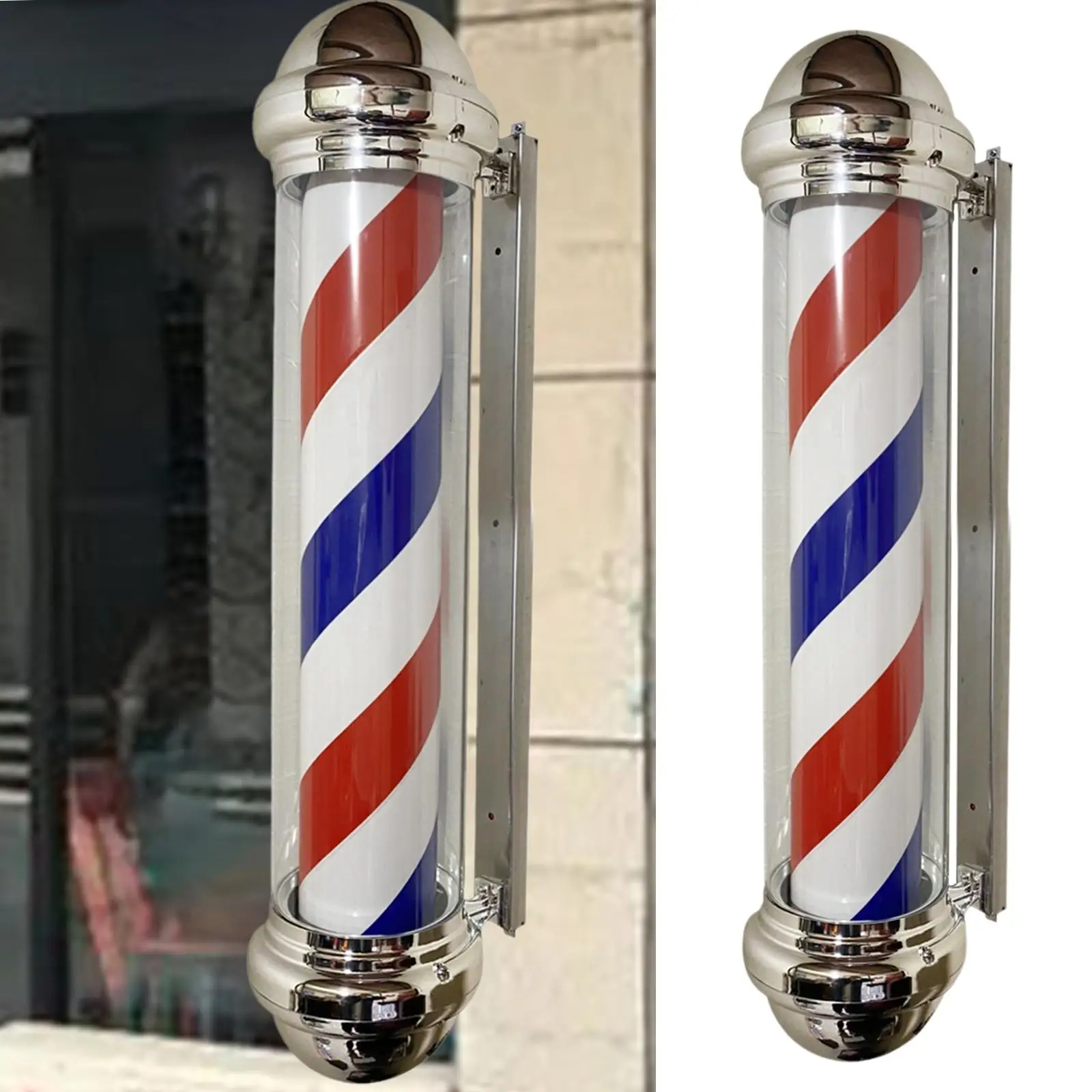 Barber Pole Light Rotating Hair Salon Shop Sign Light Stripes Vintage Style Save Mount LED Lamp for Entrance Street Barber Pole Light Rotating Hair Salon Shop Sign Light Stripes Vintage Style Save Mount LED Lamp for Entrance Street