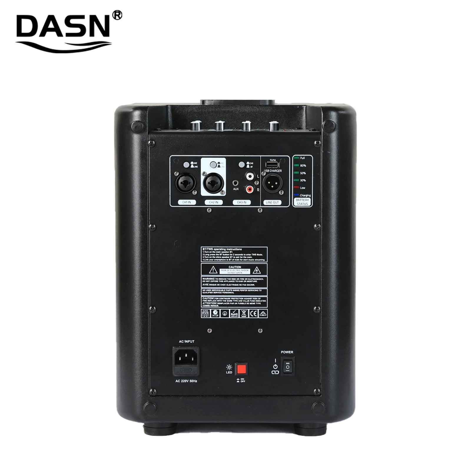 B10 800W Power Class D Rechargeable Active Column Battery Speakers Indoor Party Band With LED Plastic Audio PRO PA System