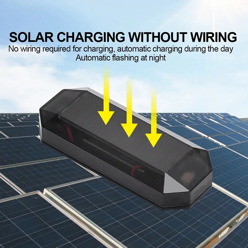 Solar Powered Car Warning Light Night Security Strobe Alarm