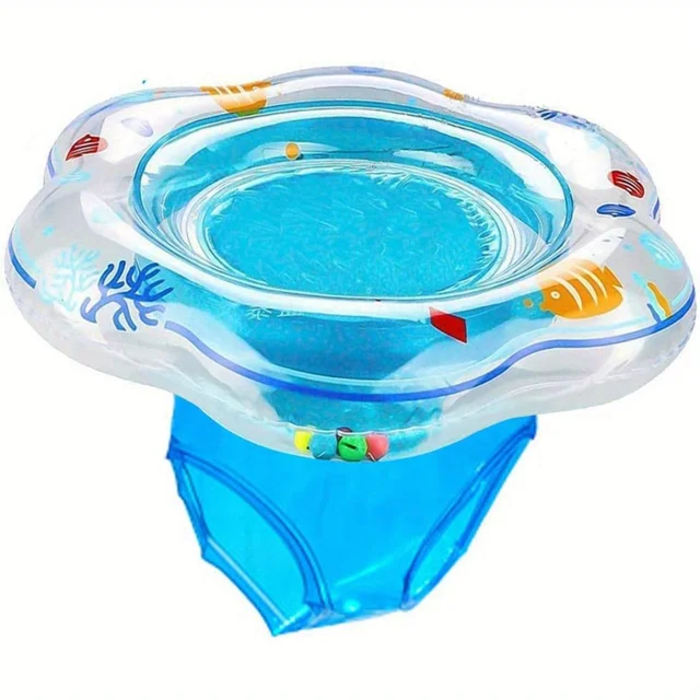 Baby Swimming Lifebuoy Baby Swimming Bath Swimming Training Environmental Safety Double Airbag Blue Swimming Ring 1
