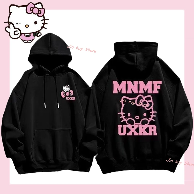 

Kawaii Hello Kitty Sanrio Hoodies Kuromi Cinnamoroll My Melody Pullover Long Sleeve Loose Sweatshirt Woman Fashion Street Wear