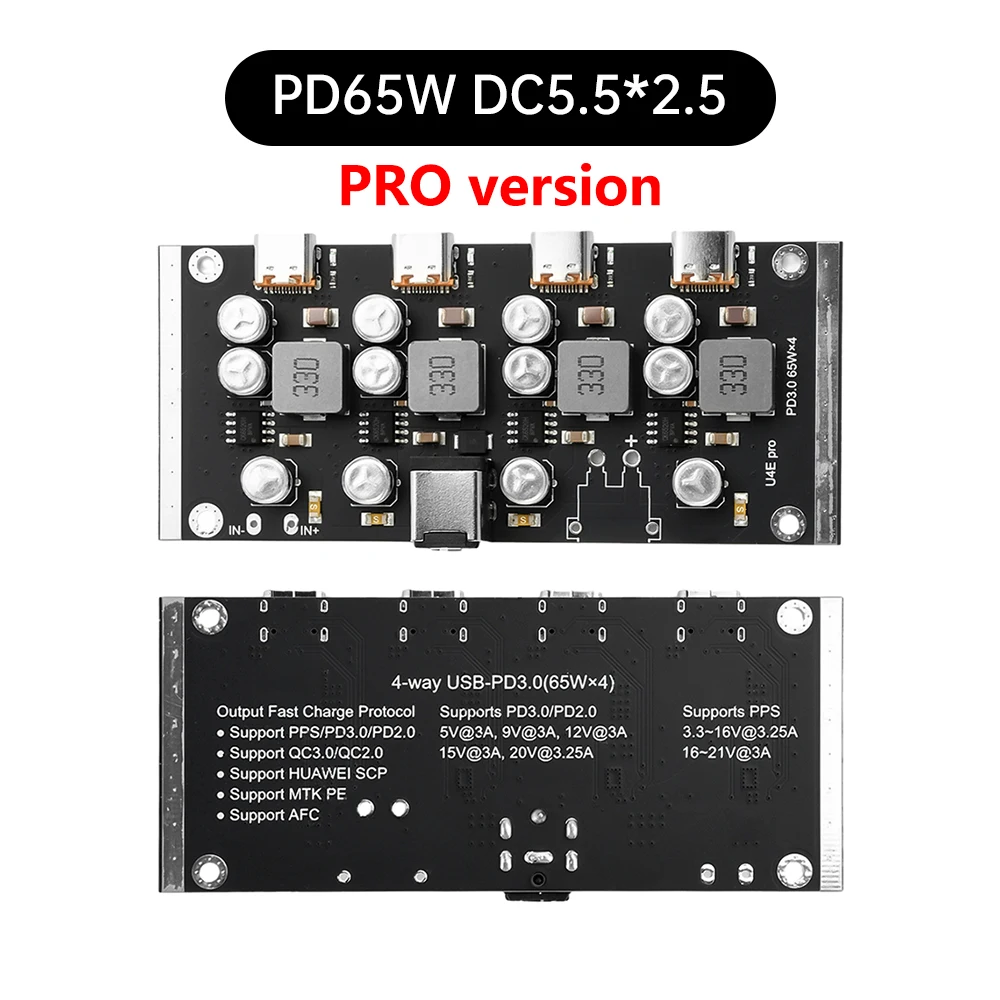 ตัวเลือกสินค้า โมดูลชาร์จเร็ว PD65W 4 ทิศทาง รองรับ PD3.0 QC3.0 Type-C