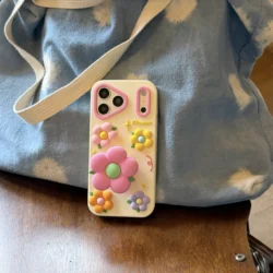 Kawaii 3D Colorful Flower Stand Phone Case Cover - iPhone 15 Pro (DC - HD - ZJ - only case)
