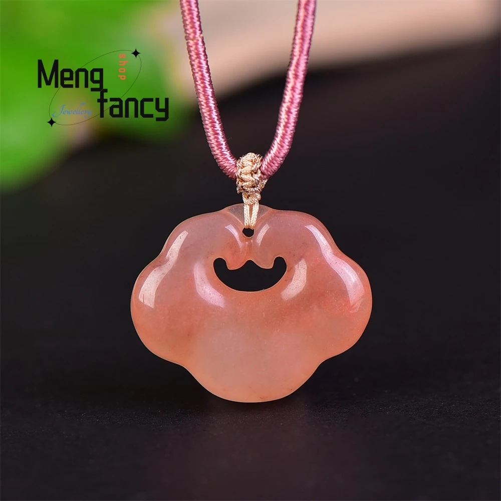 Exquisite High-grade Natural Gold Wire Jade Peach Blossom Wine Ruyi Lock High-Grade Pendant Necklace Luxury Necklace