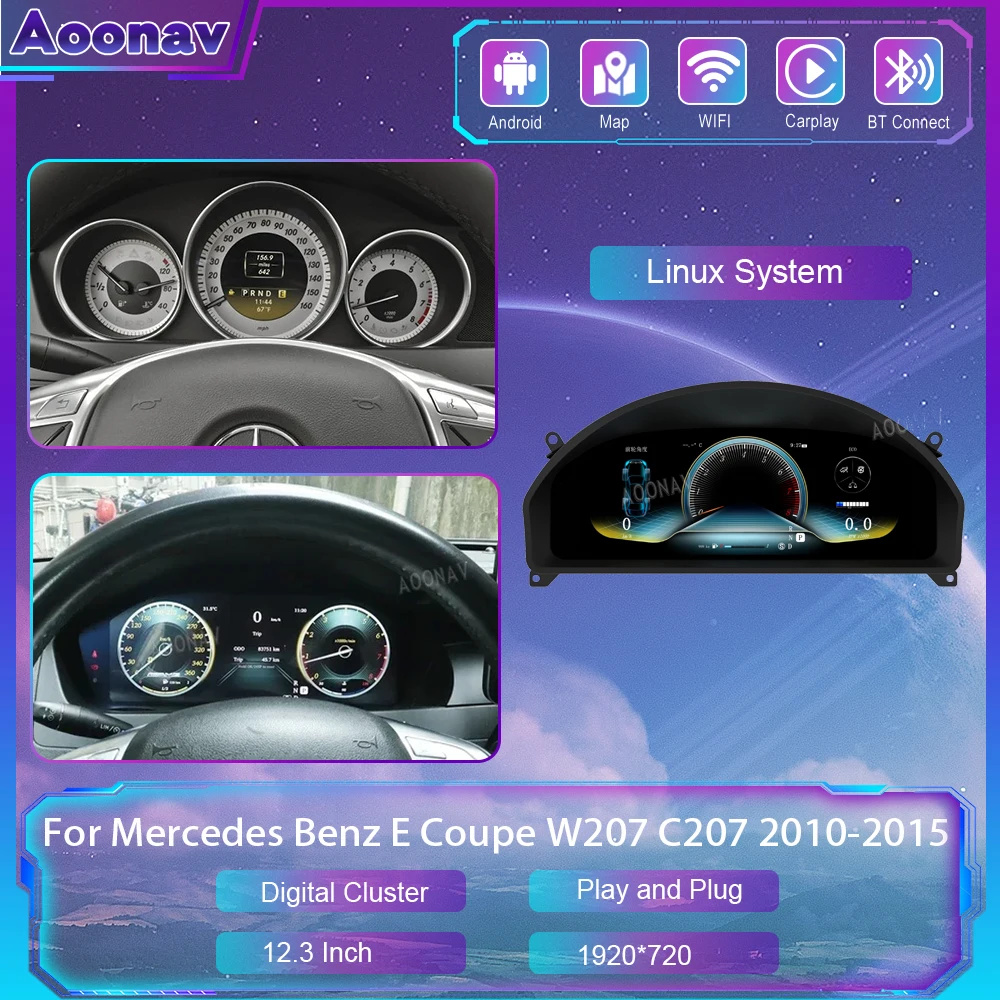 

Car LCD Digital Cluster For Mercedes Benz E Coupe W207 C207 2010-2015 Instrument Dashboard Panel Cockpit Speedometer Multimedia