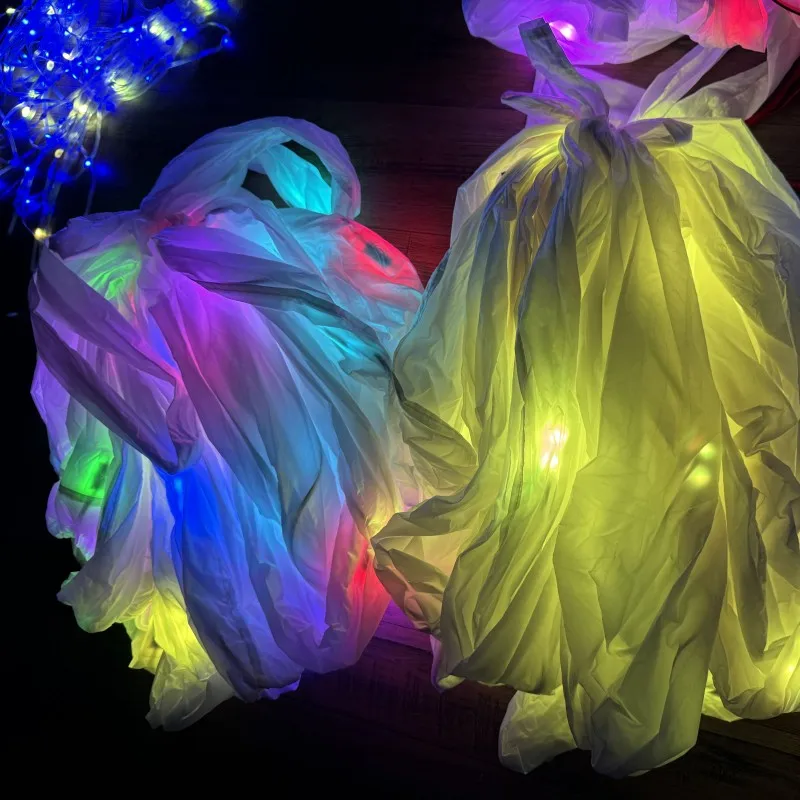 Colorful 3D 10m 15m 20m white tubing tails for LED kites for mantaray delta parafoil kites large soft kites flying with lights 4