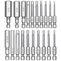 20PCS Hex Head Allen Wrench Drill Bit Set 1/4 Inch Hex Shank S2 Steel Magnetic 2.36 Inch Long Drill Bits Shank Screwdriver Bit