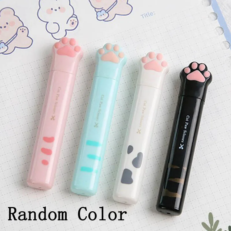 1Pcs Cute Multifunctional Hand Scissors Folding Design Mini Portable Kawaii Cat Paw Art Scissors School Stationery Novelty 