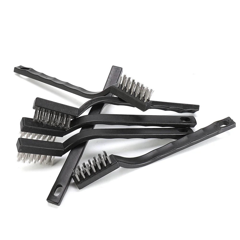 6pc set Small Wire Brushes Cleaning Brushes For Mechanical Part Derusting Remove Paint Accessories 17cmx1cm Stainless Steel Wire 6